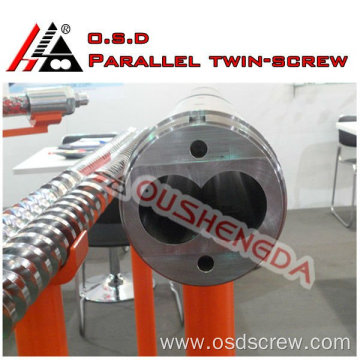 Twin parallel screw barrel for plastic extruder machine